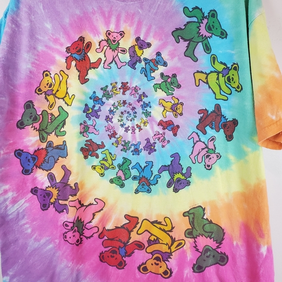 Liquid Blue Grateful Dead Dancing Bears Spiral Tie Dye T Shirt Size XL Cotton - Picture 2 of 6